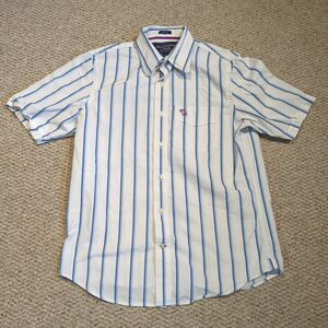 Abercrombie & Fitch Muscle Button Up Shirt Mens Medium Blue White Stripes Short